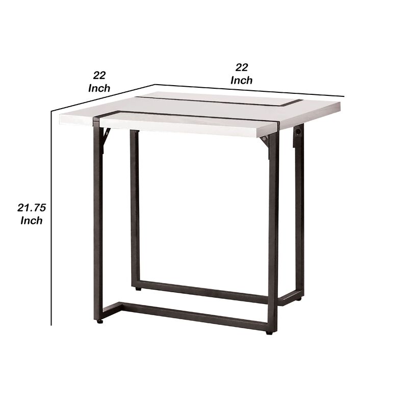 Iry Side End Table, Black Steel Sled Base, 22 Inch, Gloss White Lacquer image number 5