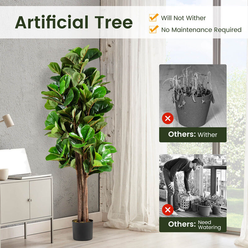 Artificial Fiddle Leaf Fig Tree Decorative Planter