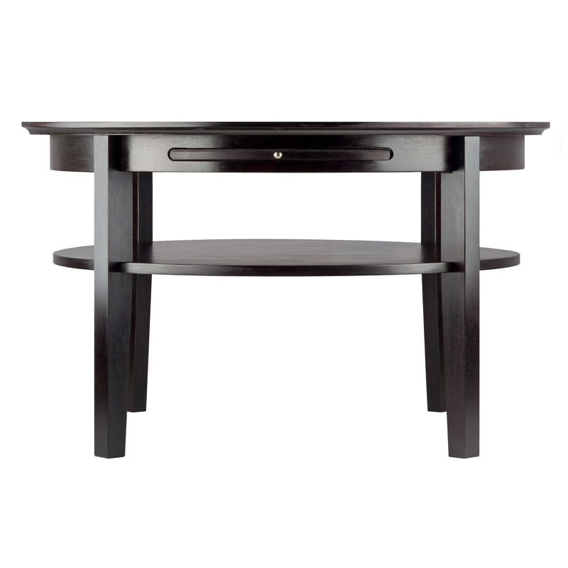 Amelia Round Coffee Table with Pull out Tray, Espresso