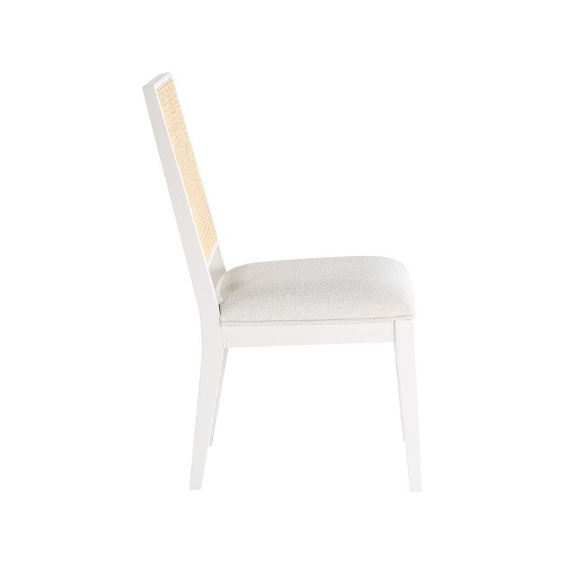 Meridian Furniture Butterfly Cream Linen Textured Fabric Dining Chair, Set of 2