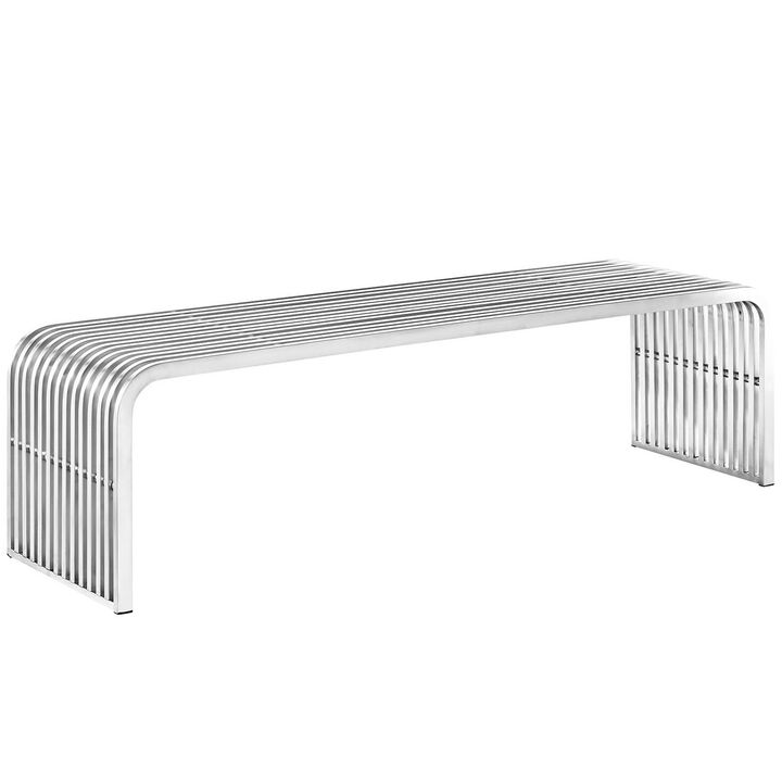 Silver Pipe Stainless Steel Bench-Benzara