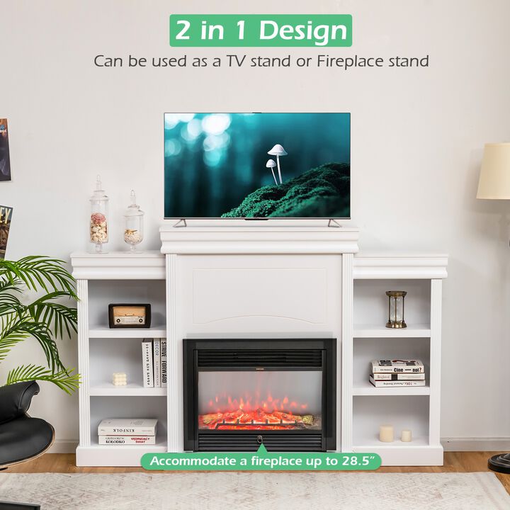 Modern Fireplace Media Entertainment Center with Bookcase