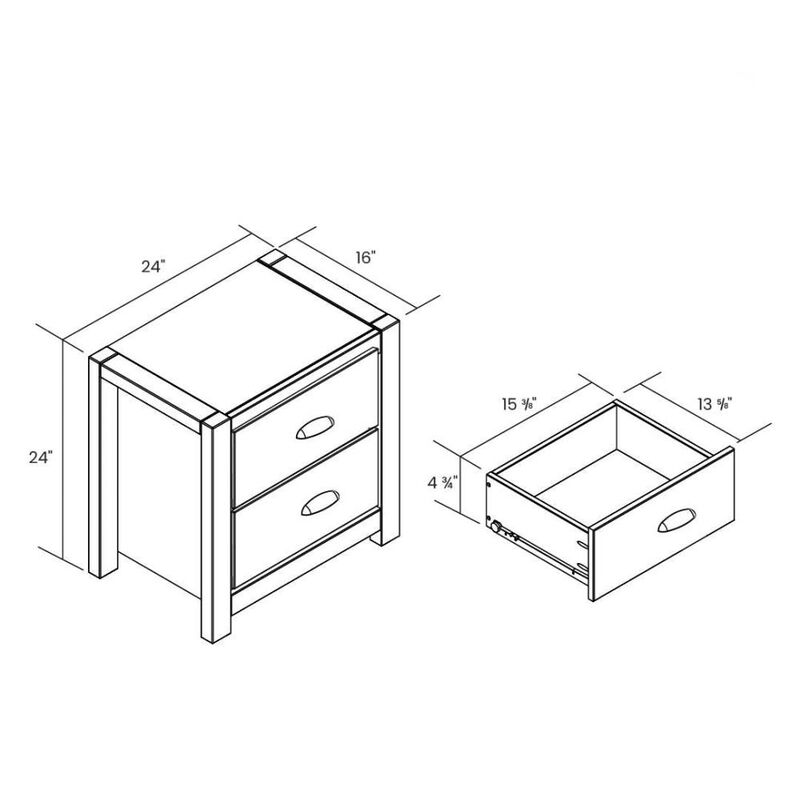 Hivvago Farmhouse Style Solid Pine Wood 2-Drawer Nightstand Bedside Table in Walnut