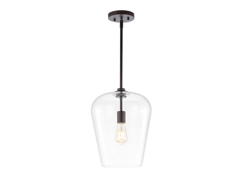 Hayes 1-Light Industrial Farmhouse Iron/Glass LED Pendant