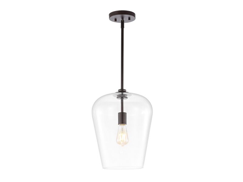Hayes 1-Light Industrial Farmhouse Iron/Glass LED Pendant
