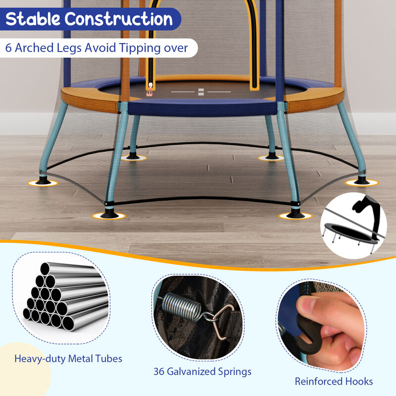 Children&rsquo;s Mini Trampoline, Enclosure Net with Foam Grip Handles image number 7