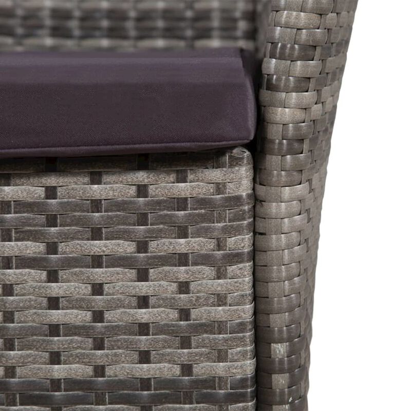 Dining Chair With Stool Gray Poly Rattan Standard