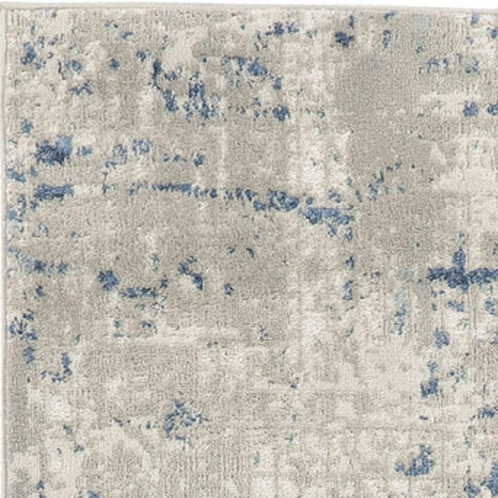 HomeRoots 10' Blue and Gray Abstract Power Loom Runner Rug