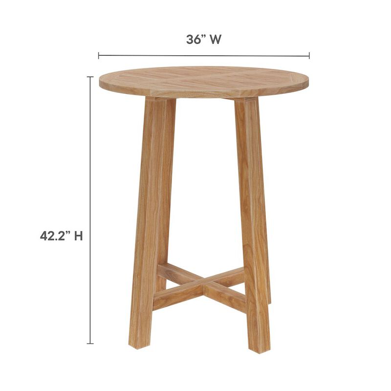 Wellspring 36" Outdoor Patio Teak Wood Bar Table image number 2