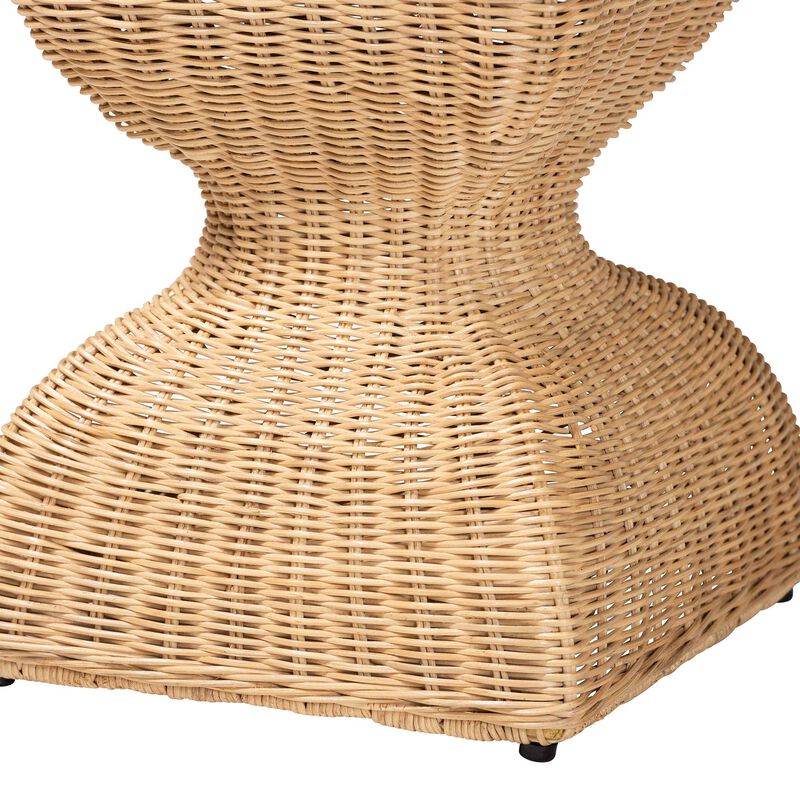 bali & pari Hideo Natural Rattan End Table - Handwoven Wicker Sculptural Accent Table with Pedestal Base image number 3