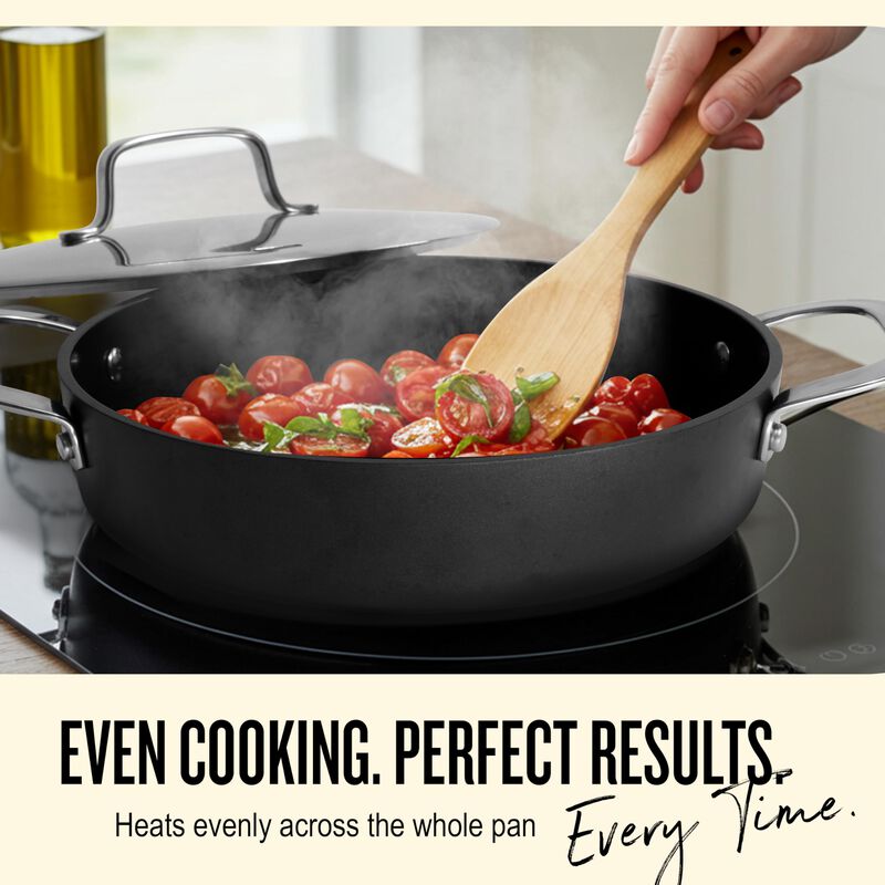 Alva Maestro Ceramic Nonstick Saute Pan Skillet with Lid 9.5" 3.5 Qt. Stay Cool Handle, Scratch Resistant Healthy Cooking Pan, Non Toxic, Compatible with All Stovetops, Oven Safe, Induction Safe