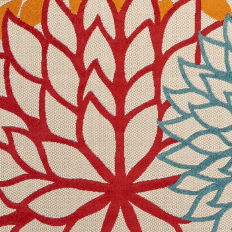 HomeRoots 6' X 9' Ivory Yellow Orange Green And Blue Floral Indoor Outdoor Area Rug image number 2