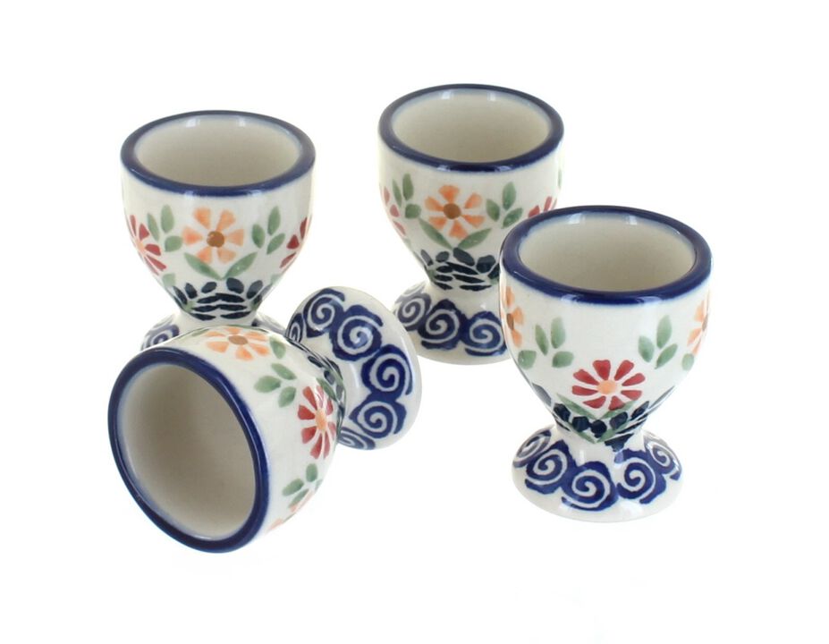 Blue Rose Polish Pottery Tulip Egg Cup Set