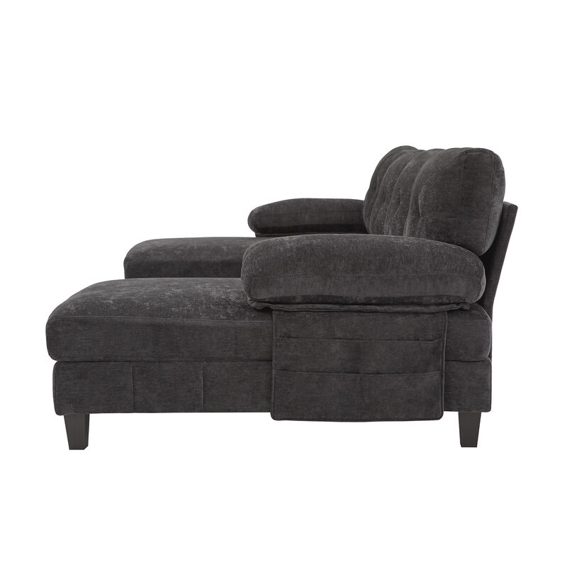 103.5" Chenille U Sectional Couch, Dual Chaise Lounge Sofa