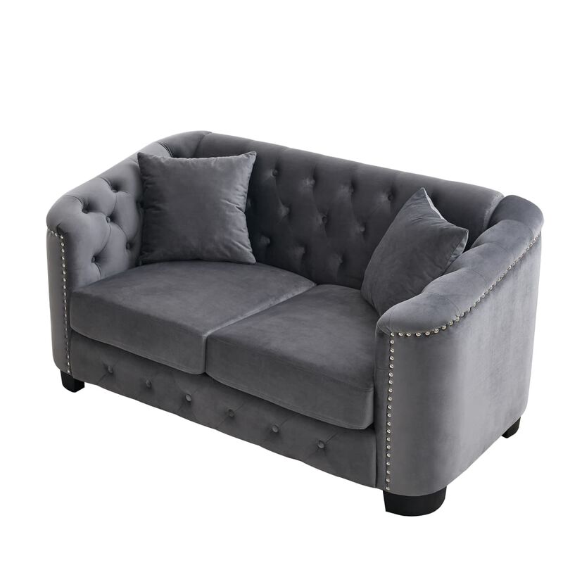 Velvet Chesterfield Sofa Set image number 6