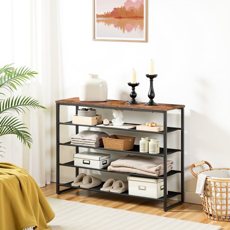 5-Tier Shoe Rack with 4 Oxford Cloth Shelves and Top Panel, Shoe Organizer image number 1
