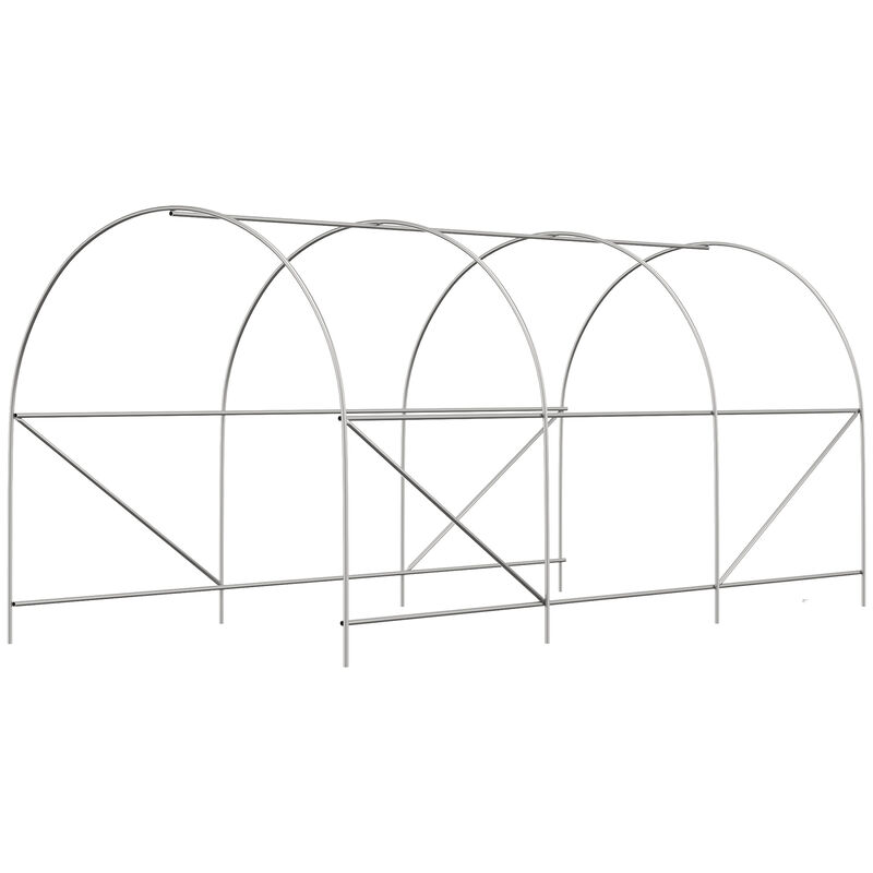 Outsunny 15' x 7' x 7' Walk-In Tunnel Greenhouse, Large Garden Hot House Kit with 6 Roll-up Windows & Roll Up Door, Steel Frame, White