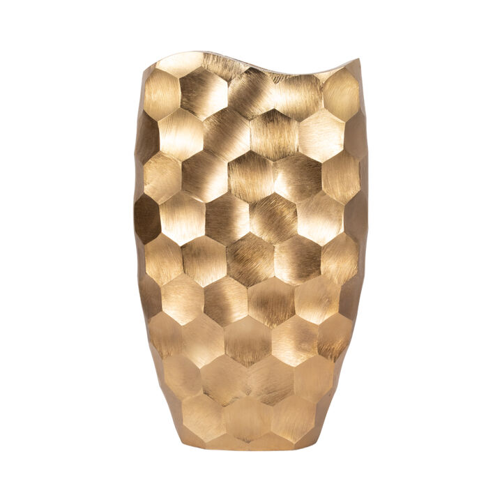 Metal 24" Honeycomb Vase, Gold