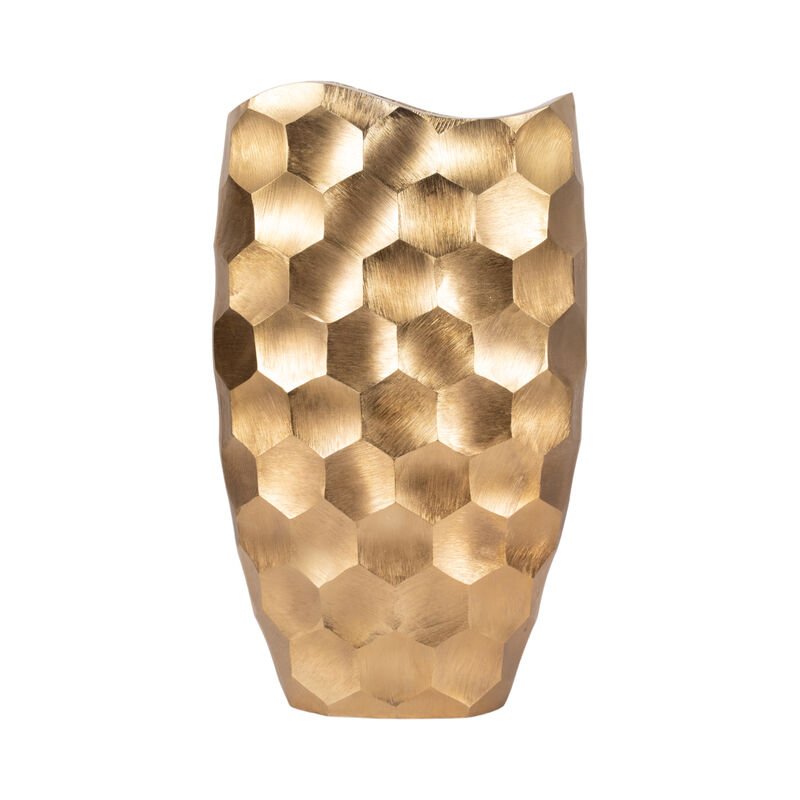 Metal 24" Honeycomb Vase, Gold image number 0
