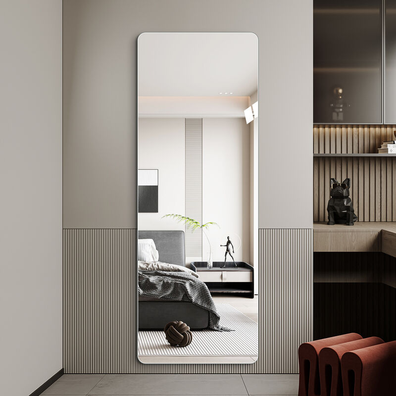 ELEMENT ACE 60 Inch Full Body Round Corner Wall Hanging Mirror High Definition Explosion Proof Silver Glass for Living Room Bedroom Cloakroom Home Decor image number 1