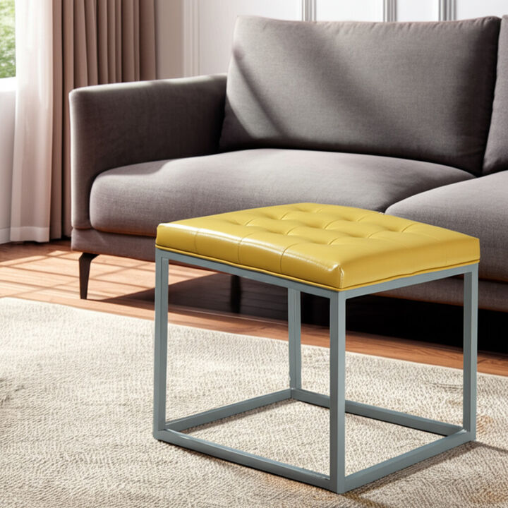 Cube Ottoman with Faux Leather Upholstery &ndash; Compact Storage Seat