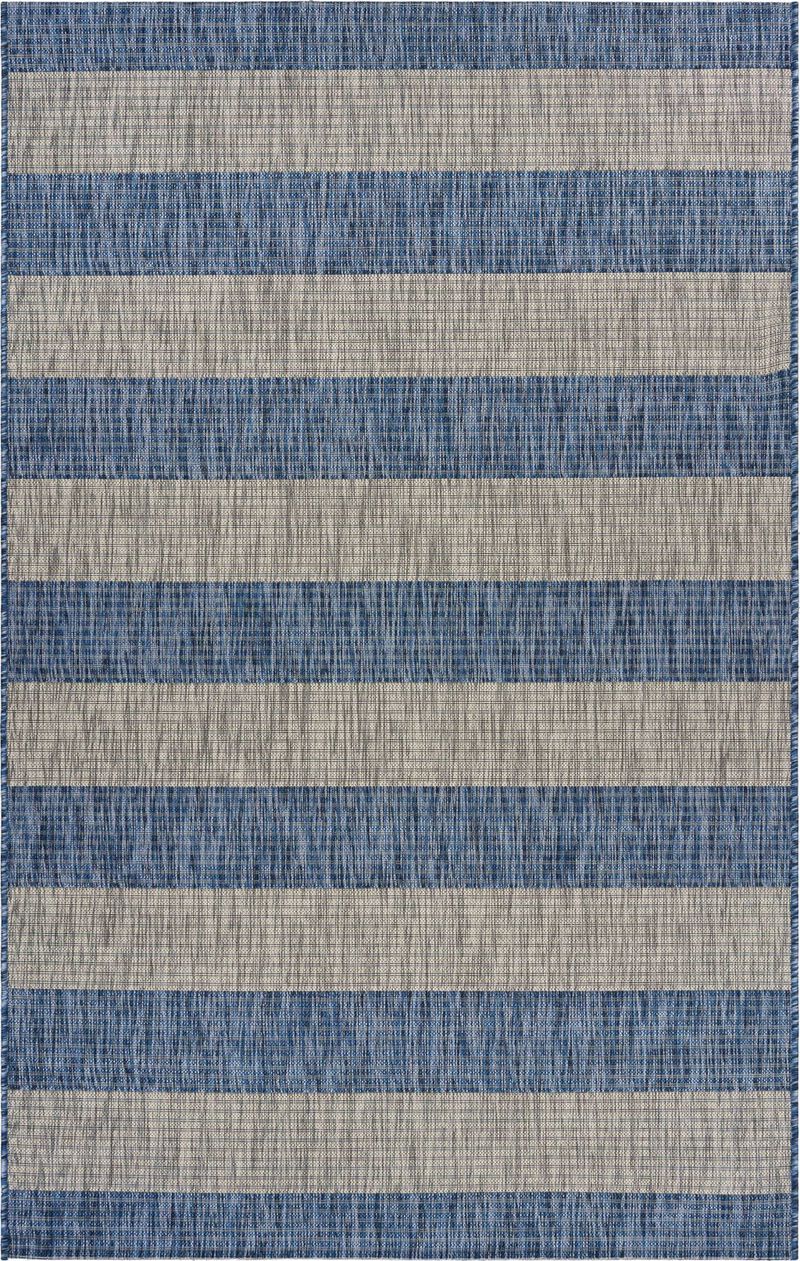 8 X 10 Navy Stripes Indoor Outdoor Area Rug