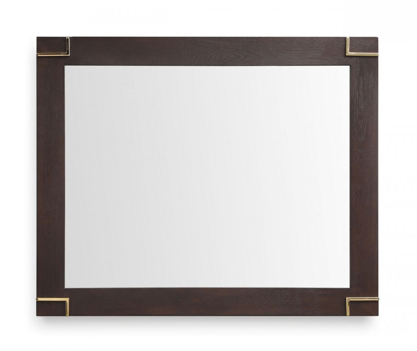 HomeRoots 33" Brown and Gold Wood Framed Accent Mirror