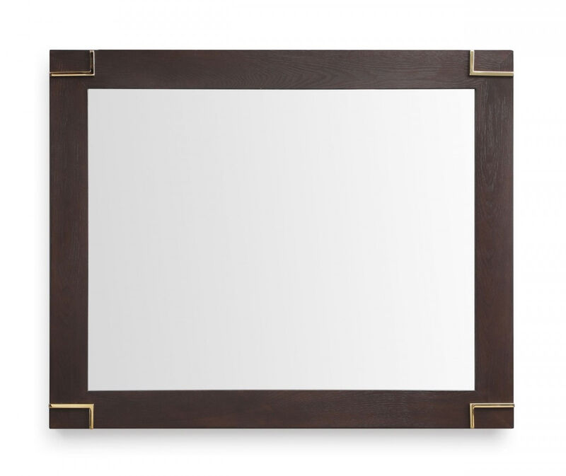 HomeRoots 33" Brown and Gold Wood Framed Accent Mirror image number 0