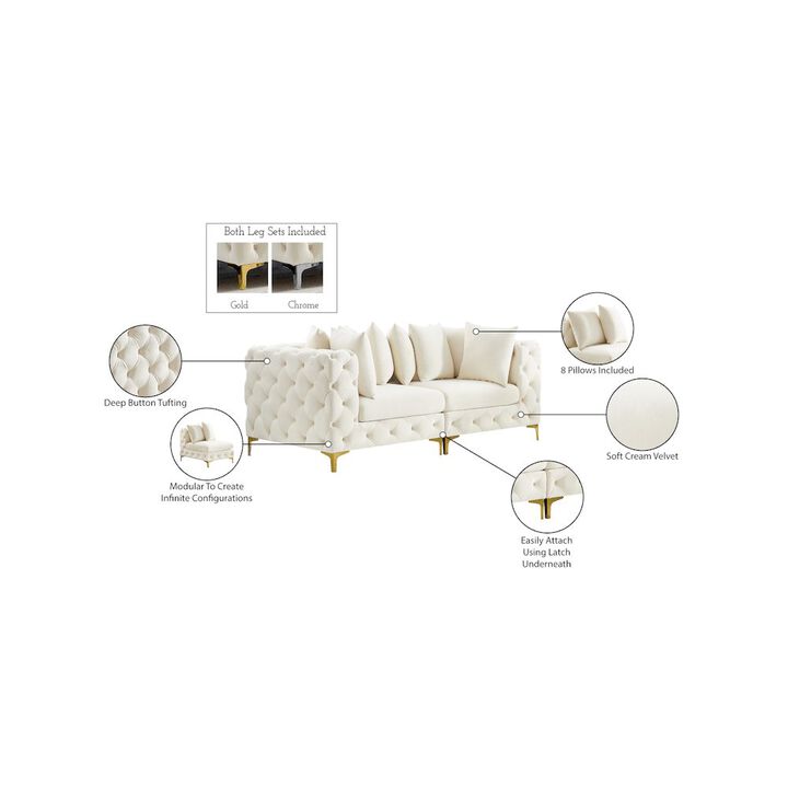 Meridian Furniture Tremblay Cream Velvet Modular Sofa