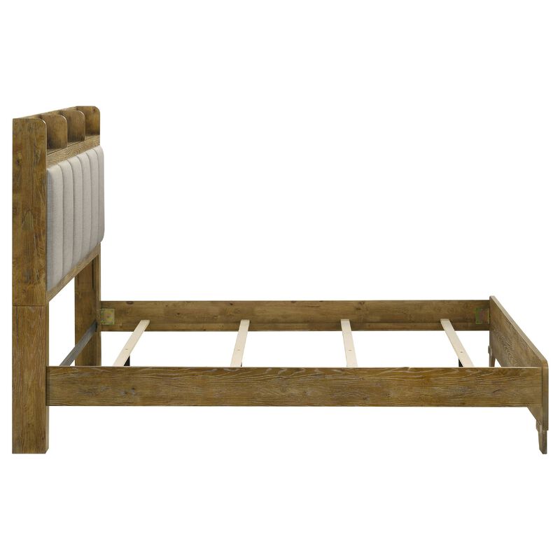 Nolan Panel Bed, Channel-Tufted Fabric, Wood image number 3
