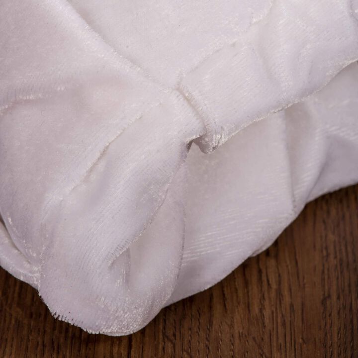 Vickerman 60" Plush White Velvet Christmas Tree Skirt - Self Cord Detail - Fully Lined - Tie Closure - Festive White Colored Tree Skirt - Festive Velvet Christmas Decor
