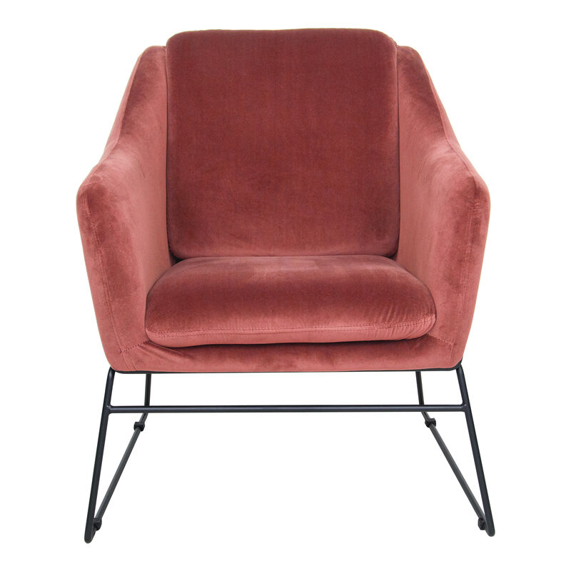 LeisureMod Harmony Velvet Accent Armchair in Pink