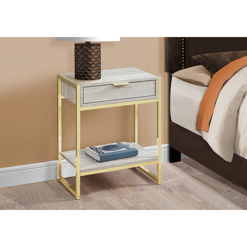 Functional Wood and Metal End Table &ndash; Space-Saving Side Table with Storage Drawer