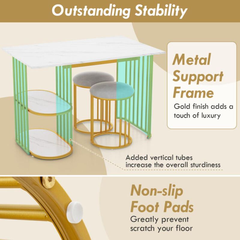 Hivvago Rectangular Dining Table for 2 with 2-tier Storage Shelf for Small Space Dining Room