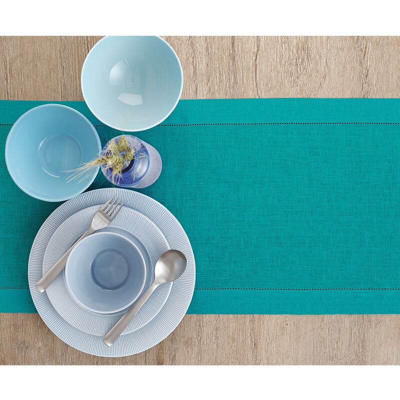 Solino Home Classic Hemstitch 100% Linen Table Runner &ndash; Handcrafted, Machine Washable, Perfect for Holiday and Everyday Dining