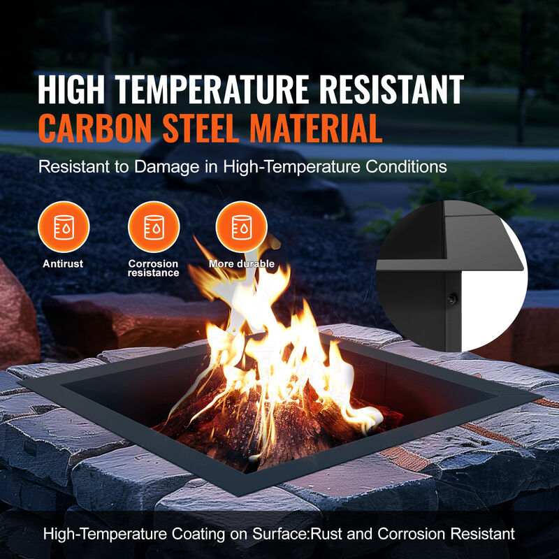 DIY Fire Pit Square Ring – Heavy Steel Liner Insert for Backyard Firepit and Outdoor Heating Projects