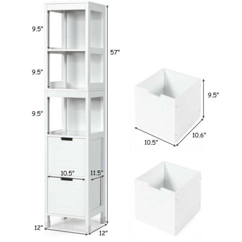 Hivvago 5-Tier Multifunctional Bathroom Floor Cabine Storage with 2 Drawers
