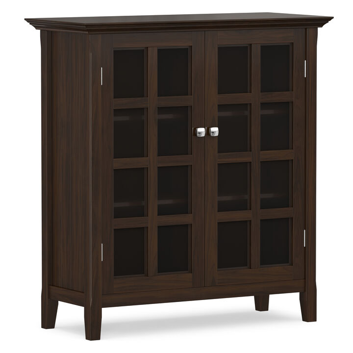 Acadian 39 inch Wide Solid Wood Transitional Storage Cabinet in Brunette Brown