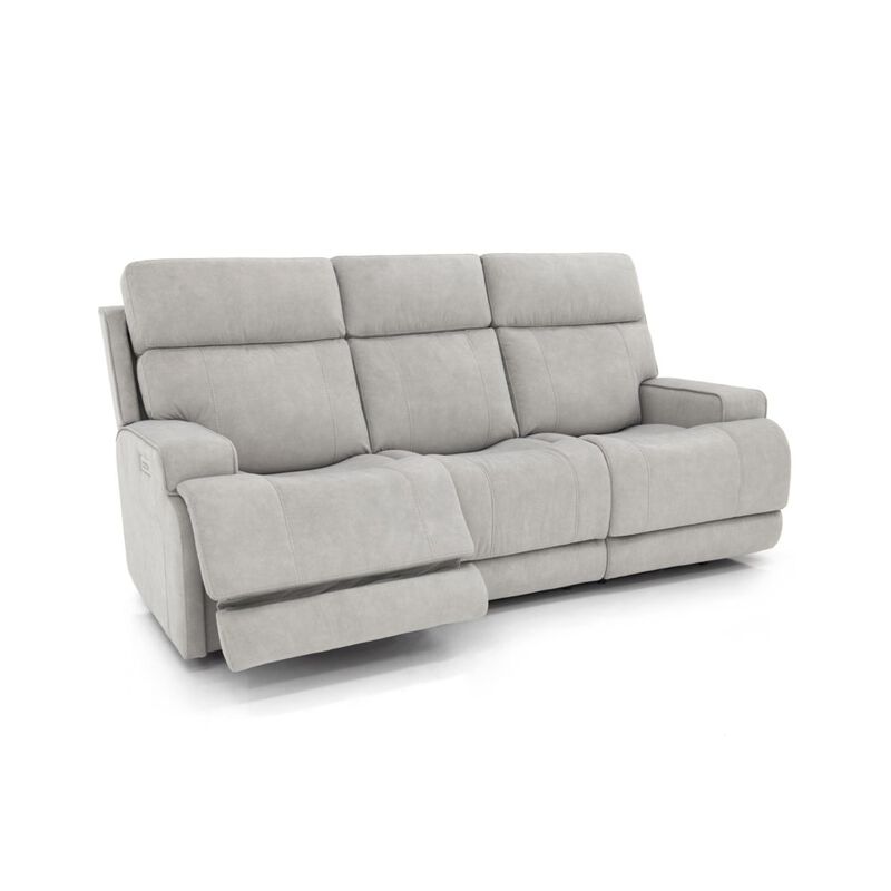 Gray Leather Power Reclining Sofa with Adjustable Headrests and Comfort image number 3