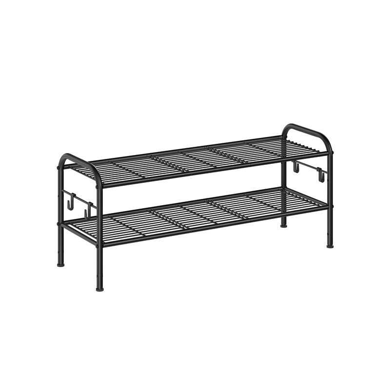 2-Tier Metal Shoe Rack Space-Saving Organizer for Entryway and Closet