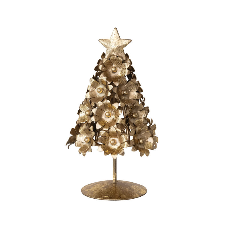 Golden Iron Floral Christmas Tree with Star Accent image number 0