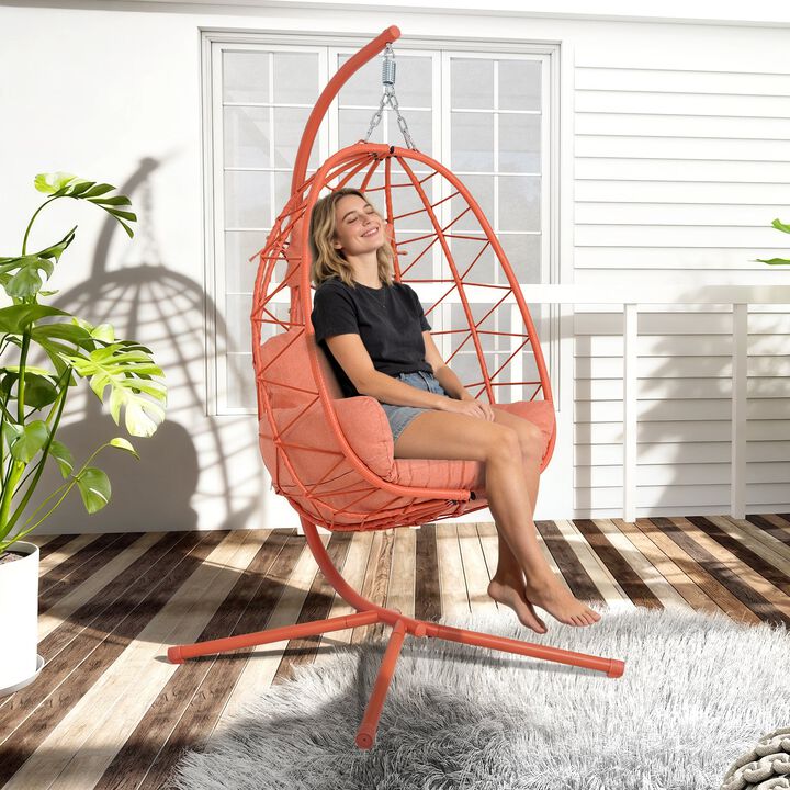 Hivvago Wicker Hanging Egg Chair with Stand