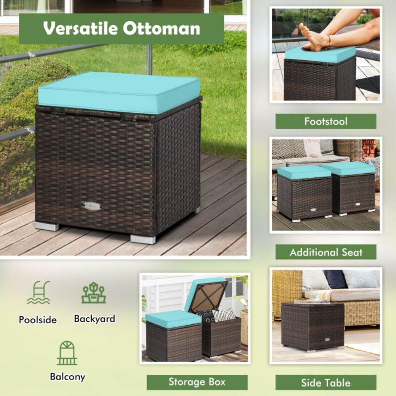 Hivvago 2 Pieces Patio Ottoman with Hidden Storage Space