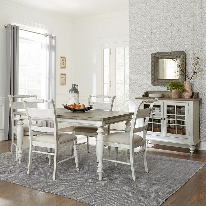Liberty Furniture Whitney 5 Piece Rectangular Table Set in Antique Linen w/ Weathered Gray