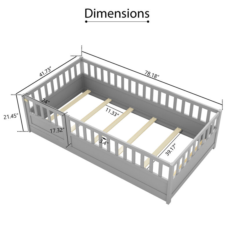 Merax Twin Size Floor bed, integral construction with super high security barrier image number 5