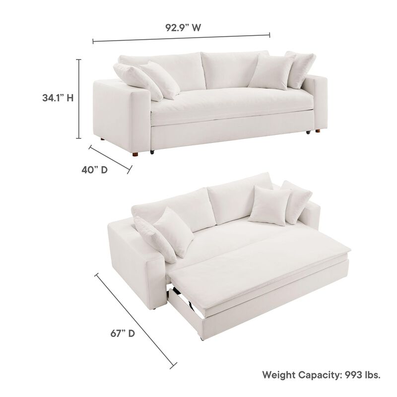 Modway Commix Down Filled Fabric Sleeper Sofa in Pure White image number 2