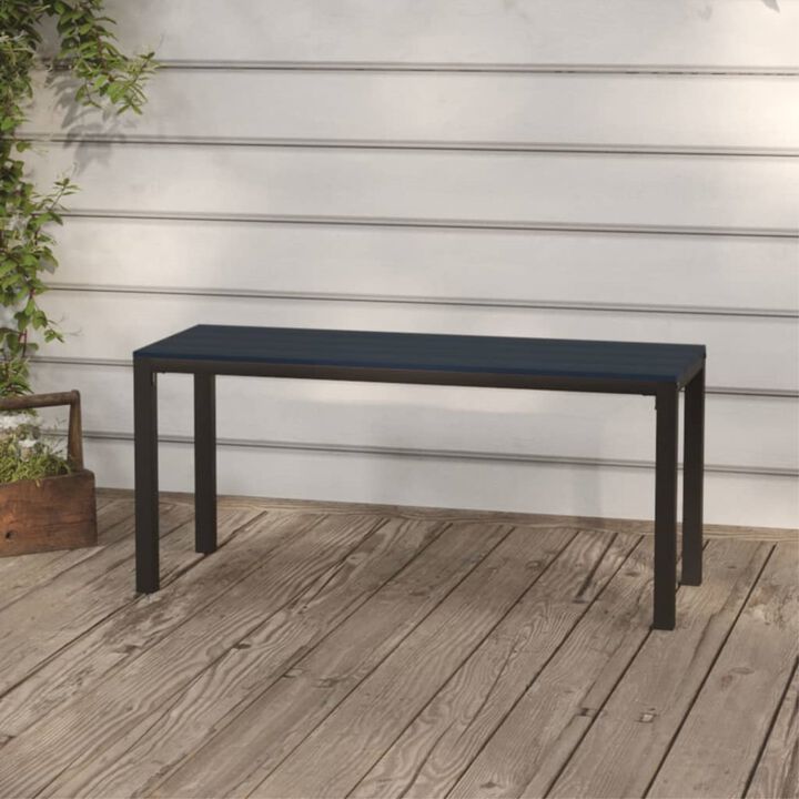 vidaXL Black Patio Bench 43.3" - Outdoor Weather-Resistant Seating Made of Durable Steel and WPC, Requires Assembly, California Proposition 65 Warning