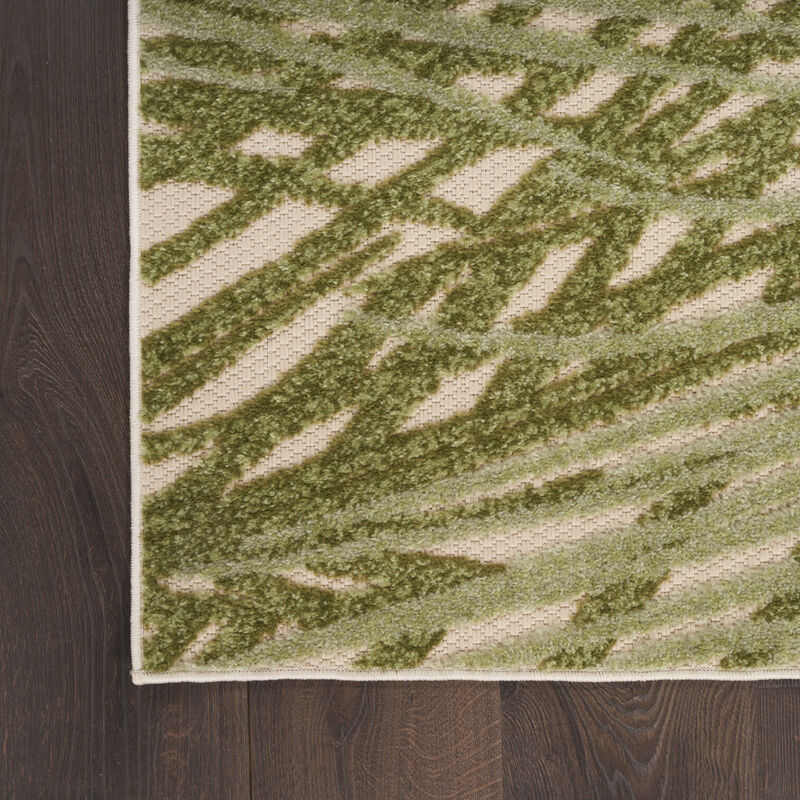 HomeRoots 10' X 14' Ivory And Green Palm Leaf Indoor Outdoor Area Rug image number 4