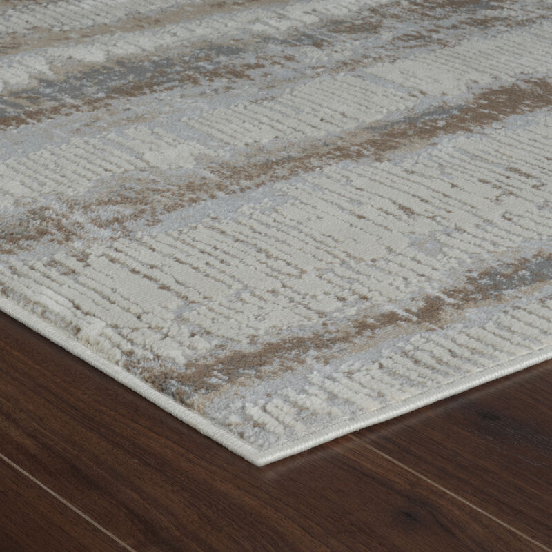 Rug Branch Elva Contemporary Striped Beige Brown Indoor Area Rug