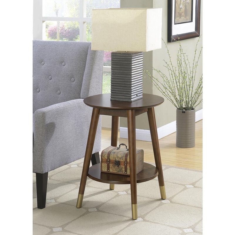 Convience Concept, Inc. Wilson Mid Century Round End Table with Bottom Shelf